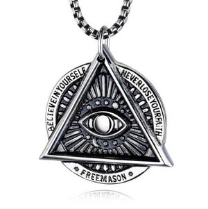 NWT Silver Masonic Eye of Providence Necklace Unisex